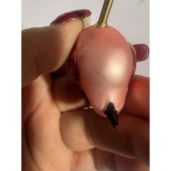 Old World Christmas Clip On Feathered Bird Beautiful! Pink White Tail - Picture 8 of 9